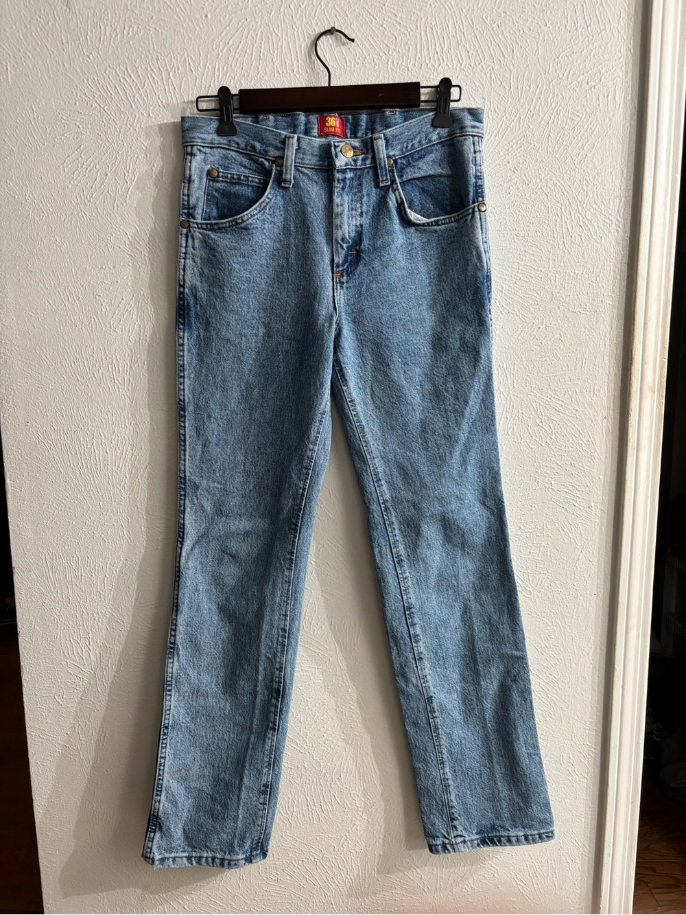 Wrangler 1030MWZ Men’s Slim Fit Jeans 29x32 Medium Wash Cotton Cowboy Cut Denim
